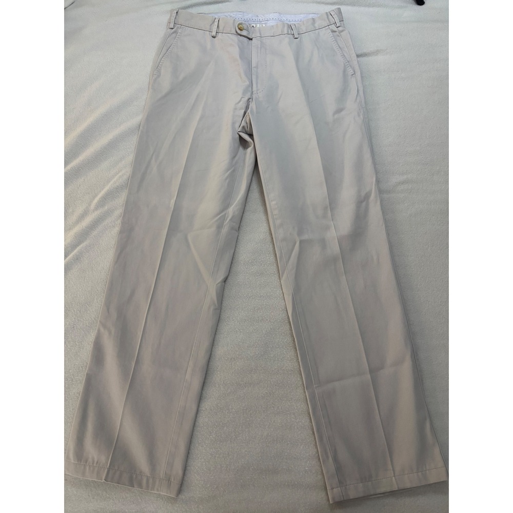 Peter Millar Mens 36 Pima Cotton Flat Front Chino Pants Stone Beige MCOB84